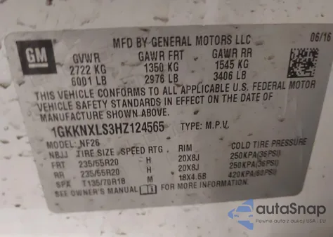 2017 GMC Acadia Denali из США, поврежденный, VIN 1GKKNXLS3HZ124565